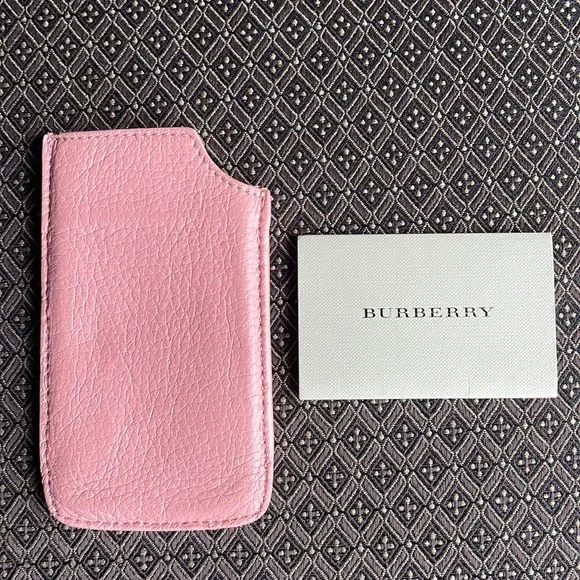 BURBERRY LIKE NEW CARD HOLDER POUCH PINK LEATHER - Picture 2 of 8